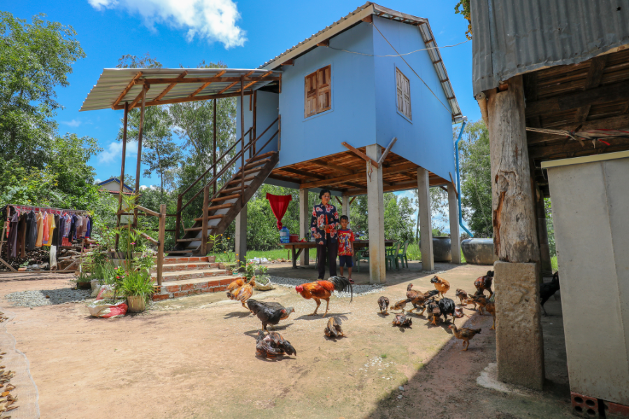 Klimaatbestendig huis op palen in Cambodja